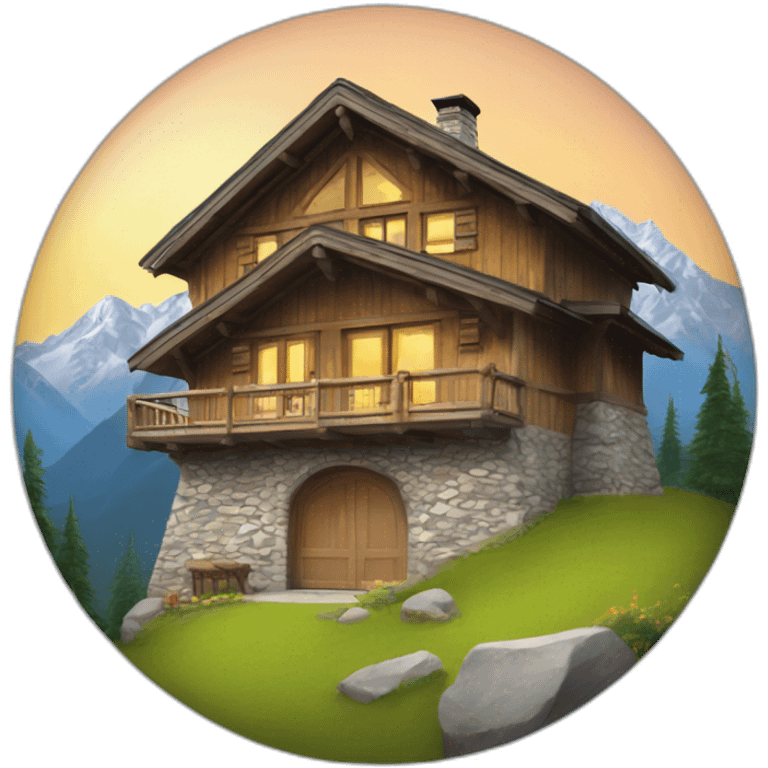 Chalet sur une montagne emoji