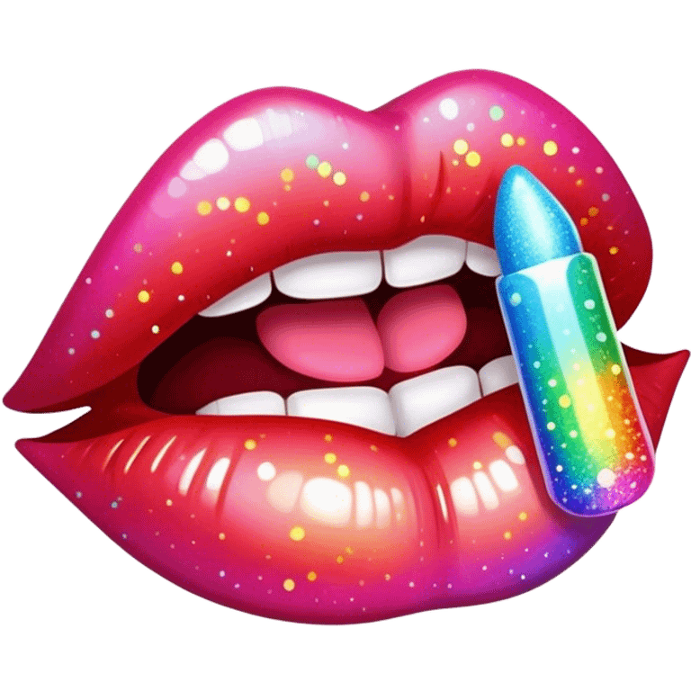 rainbow sparkle lips emoji