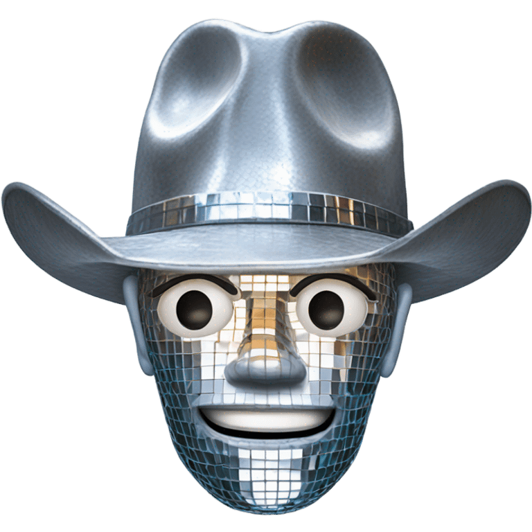 Disco ball head with cowboy hat  emoji