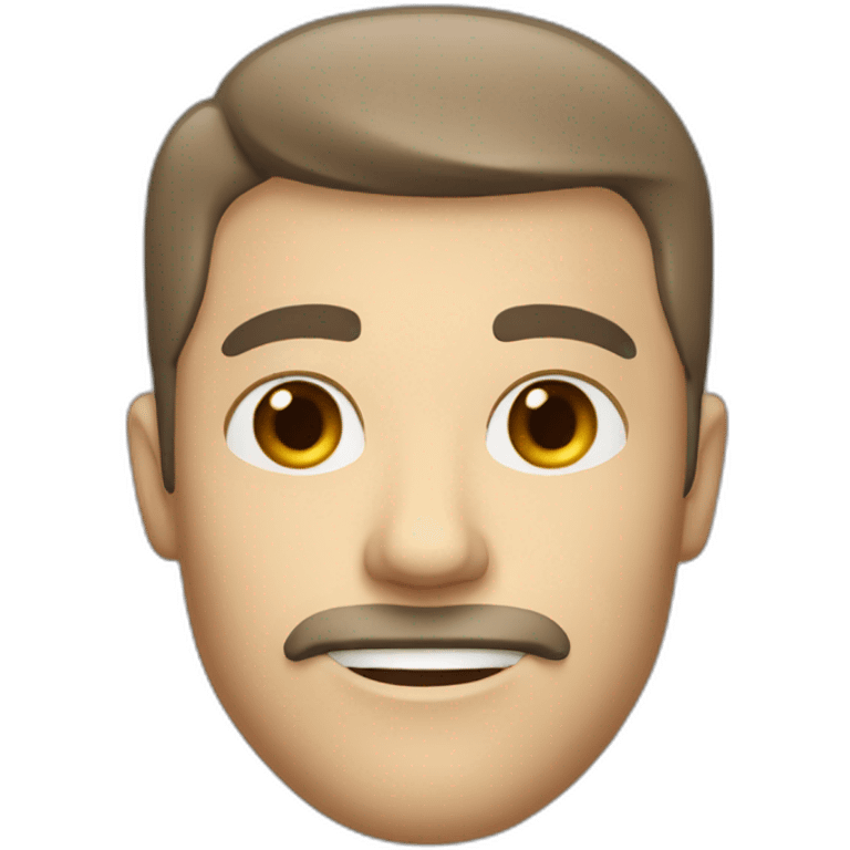 White men with short brown hair grey eyes and small facial hair  emoji