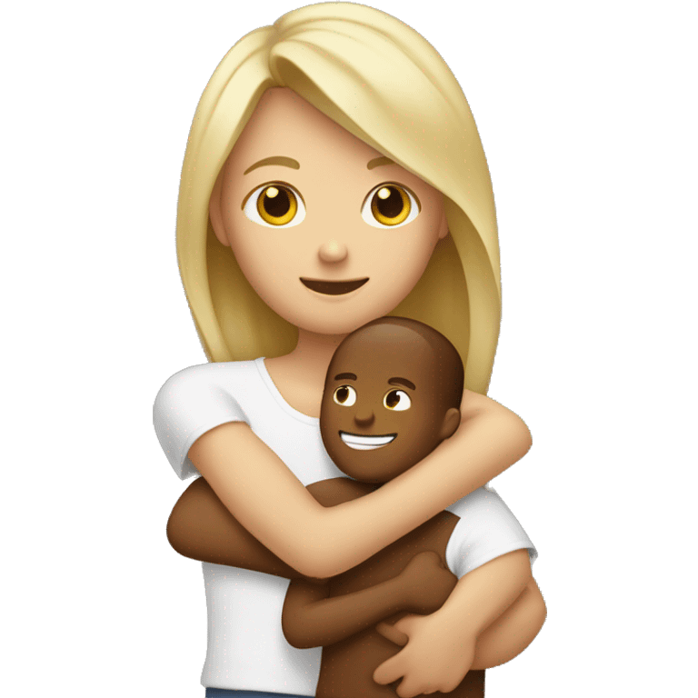 Blonde tan girl hugging brown haired tall boy emoji