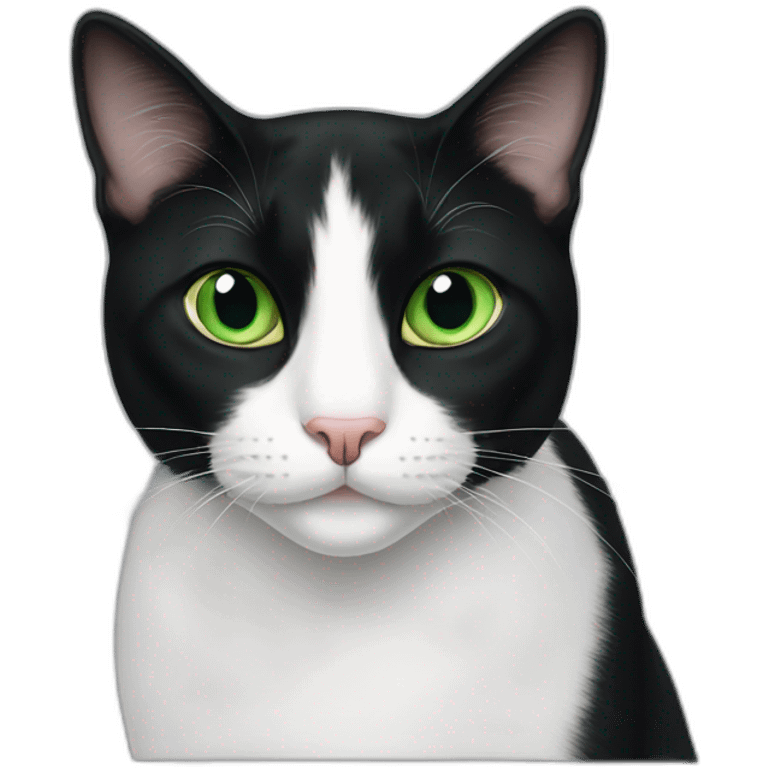 tuxedo cat green eyes emoji