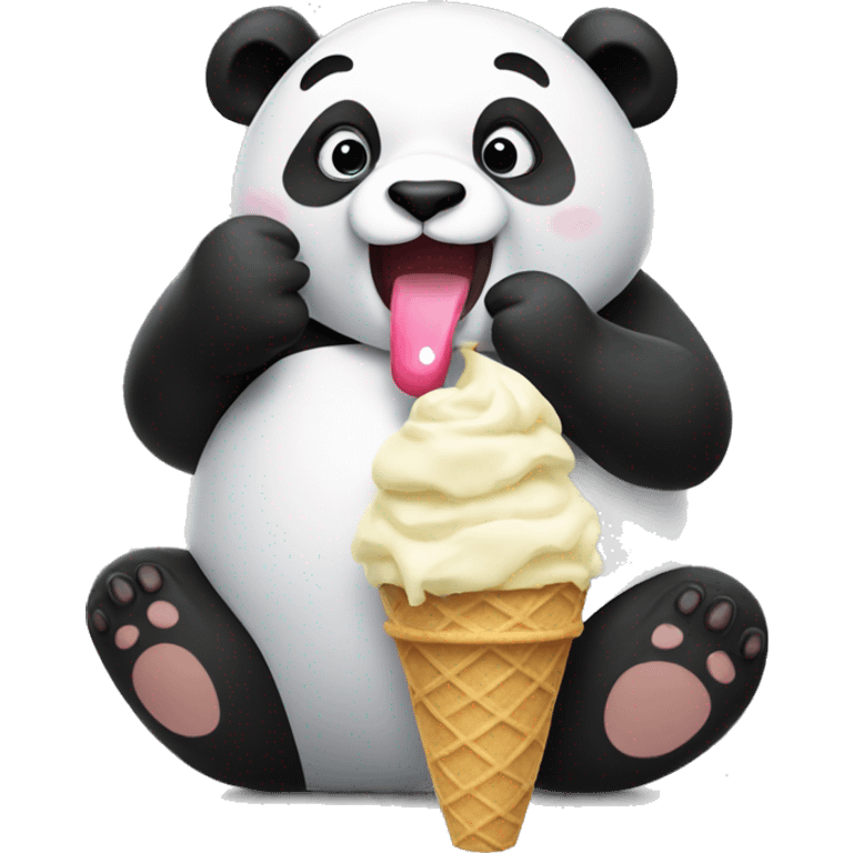 Panda eating ice cream emoji