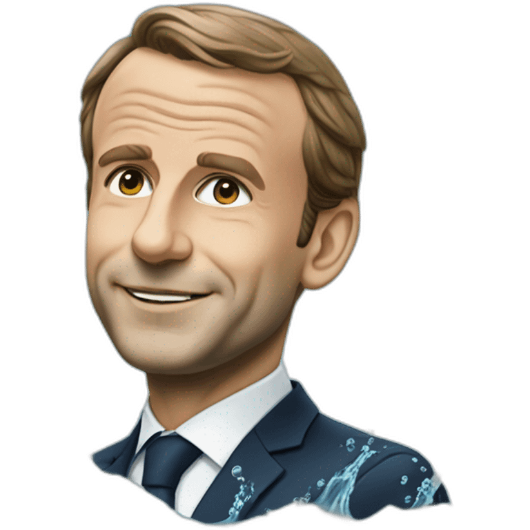 Macron qui matce sur de l'eau emoji