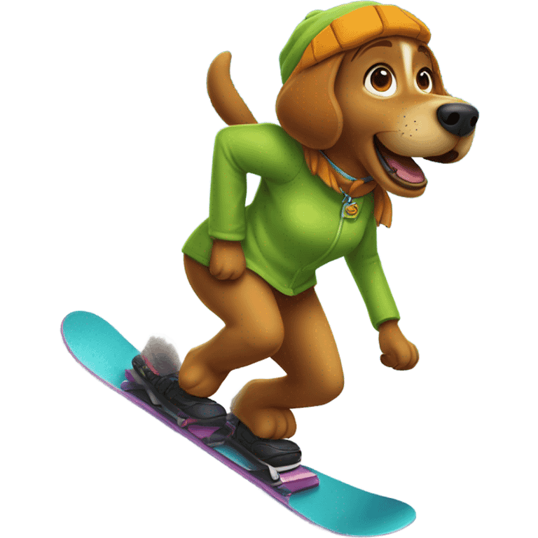 A girl in a Scooby Doo costume is snowboarding emoji