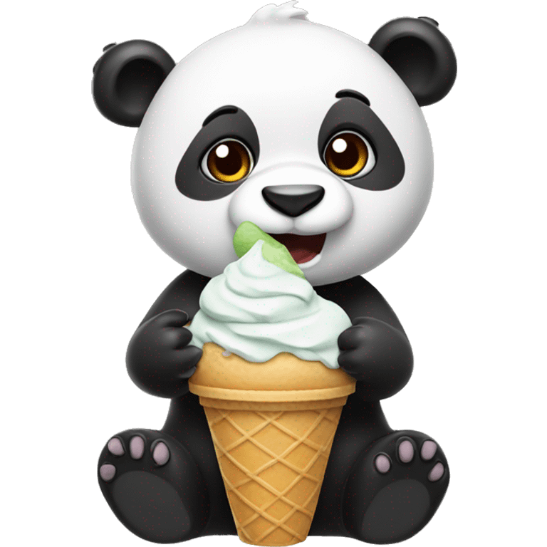 Panda eating ice cream emoji