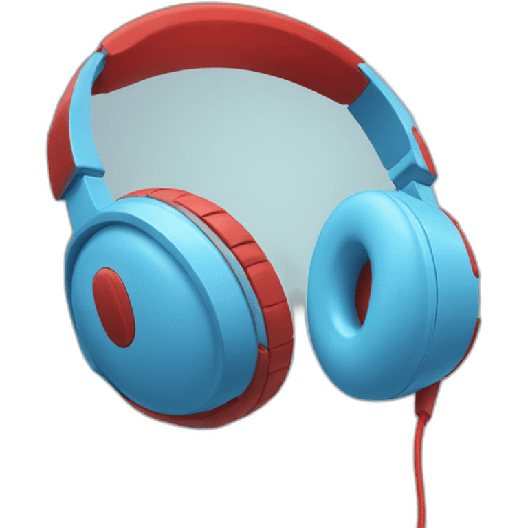 light blue and red headphones emoji