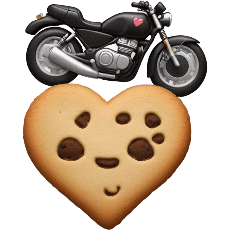 cookie heart with black motorcycle  emoji