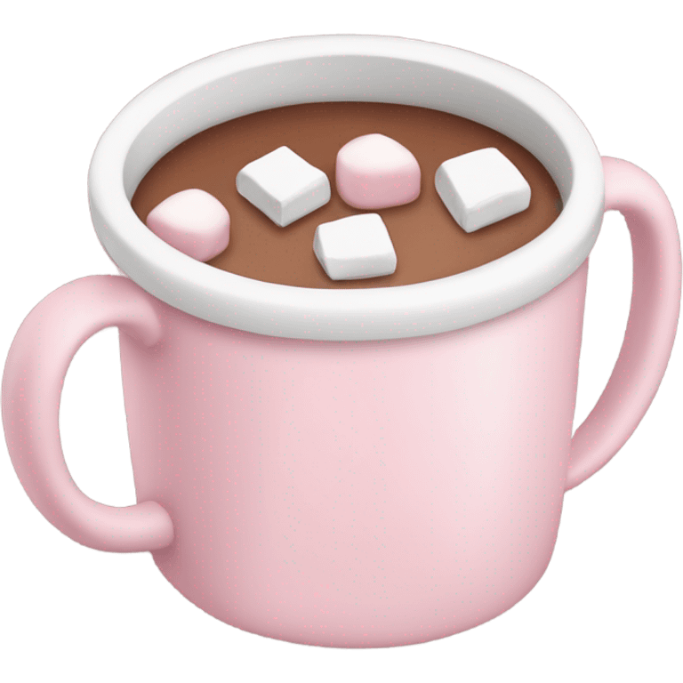 Light Pink mug of hot chocolate with marshmallows  emoji