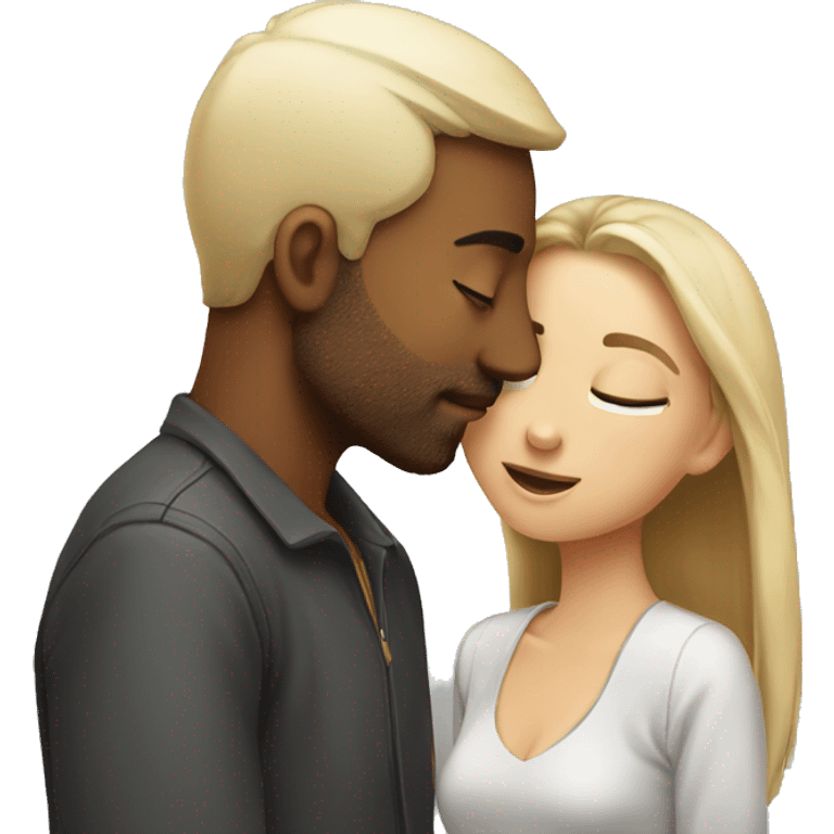 Guy kissing girl on cheek emoji