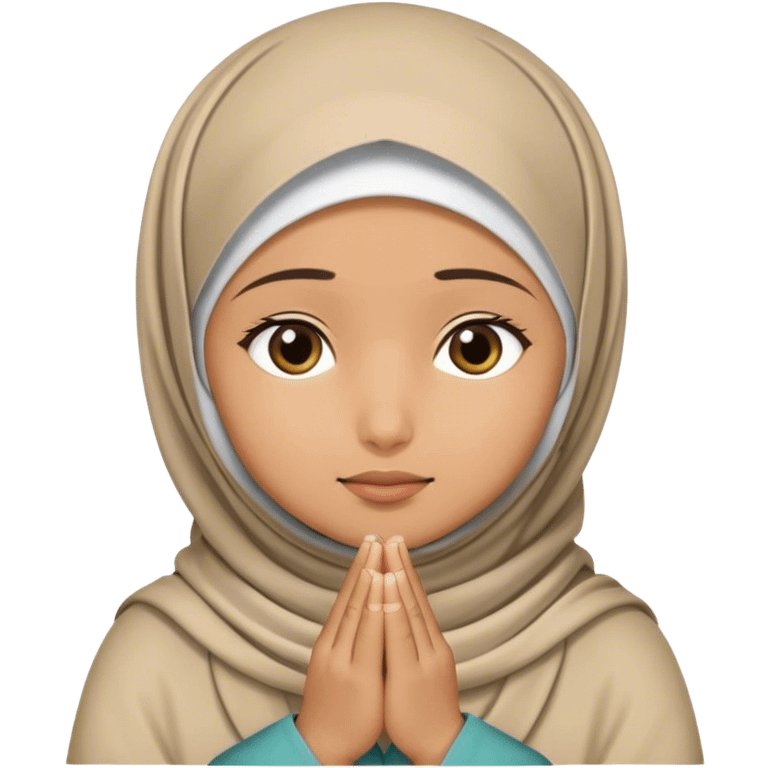 Girl in hijab prays to Islam emoji