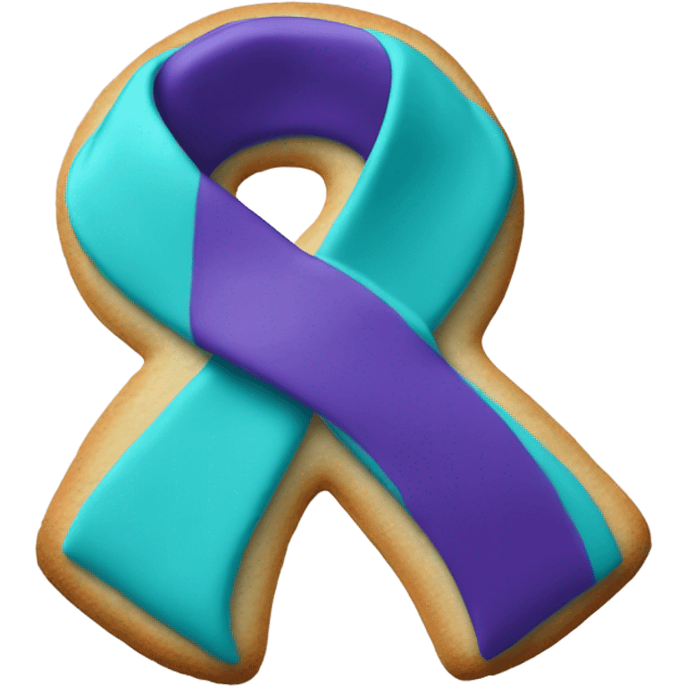 Purple teal Suicide awareness ribbon, heart cookie emoji