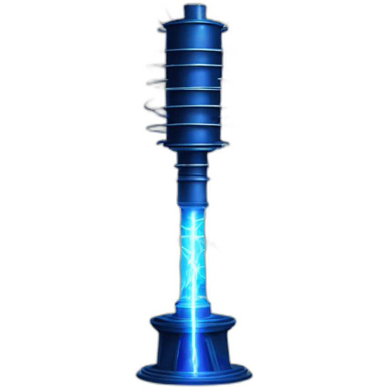 Nikola Tesla coil with blue electricity sparks from the prestige emoji