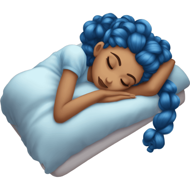 Ariana sleeping with blue curly ponytail emoji