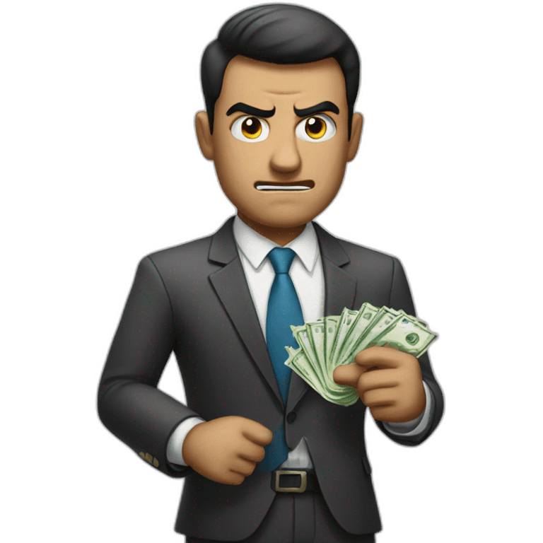 Angry business man with money emoji