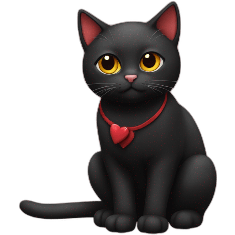 cat red fall in love with black kitty emoji