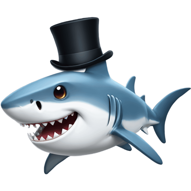 Shark with a top hat emoji