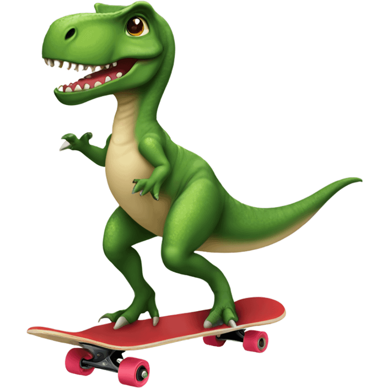 Dinosaur wearing tutu on skateboard ￼ emoji