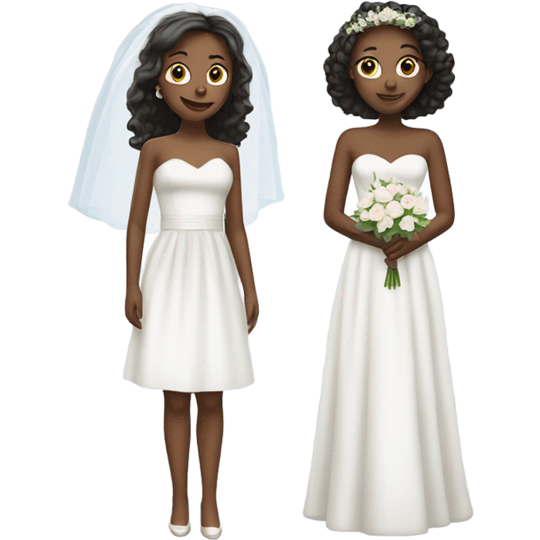 Two light girls getting married in white dresses emoji