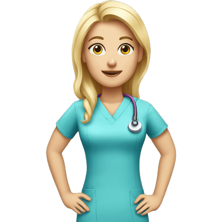 Blonde female veterinarian wearing pink scrubs emoji