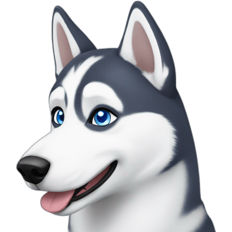 Happy husky white blue eyes without eyebrows emoji