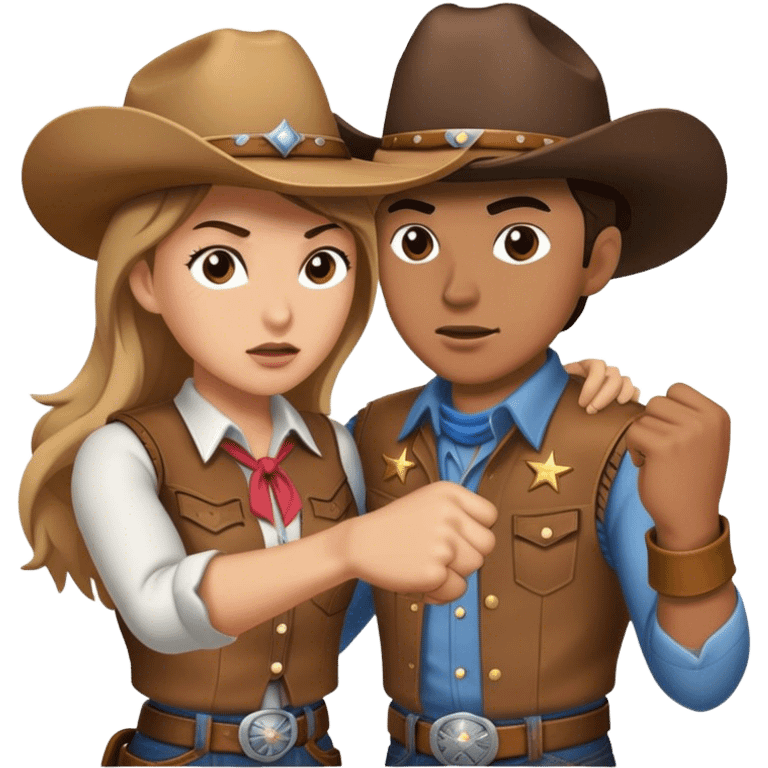 Cowgirl punching cowboy  emoji