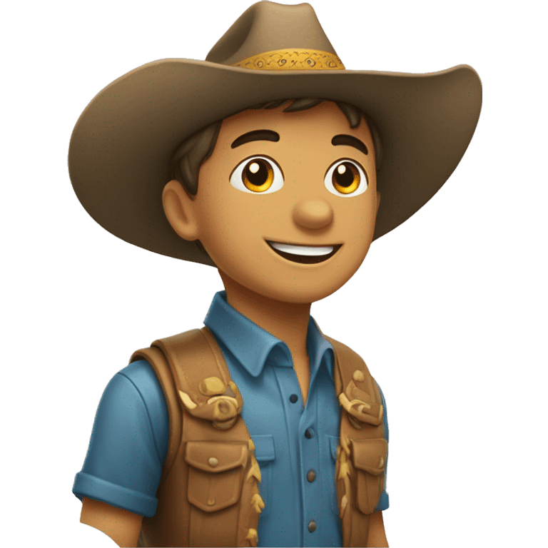 niño feliz  con sombrero de baquero emoji