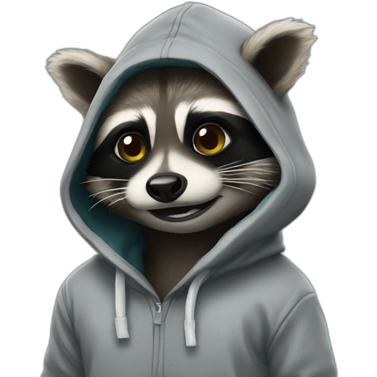 raccoon with a hoodie smoke emoji