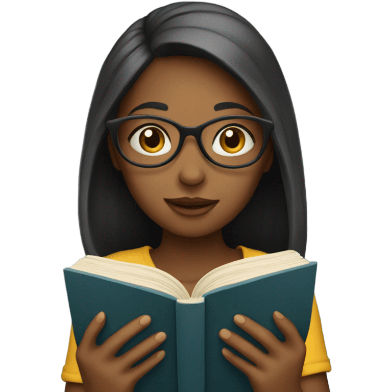 A girl reading emoji