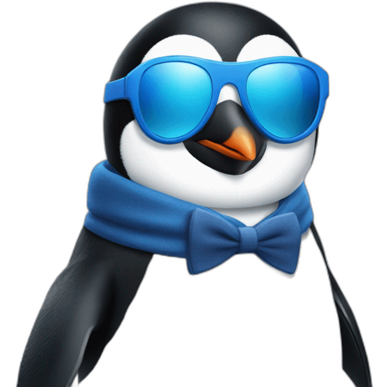 Penguin With sunglasses and a blue xbox contoller  emoji