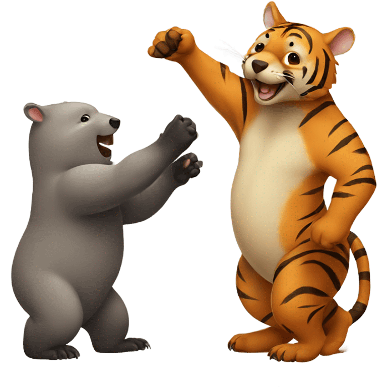 Wombat high fiving tiger emoji