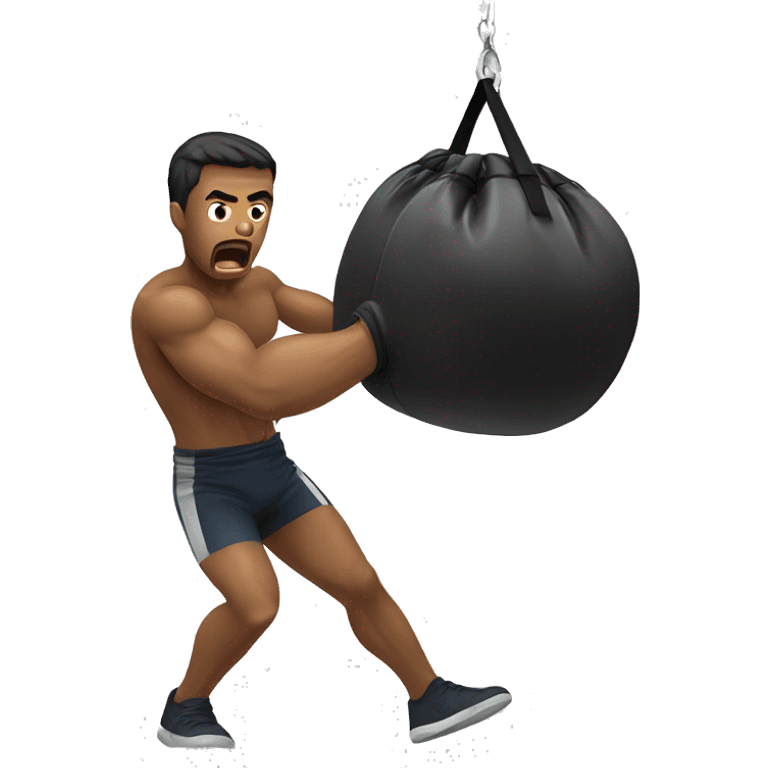 Man punching a punching bag emoji