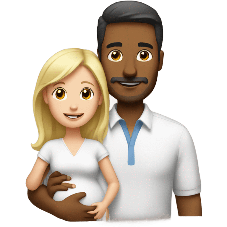 Brown dad wit white wife and baby emoji