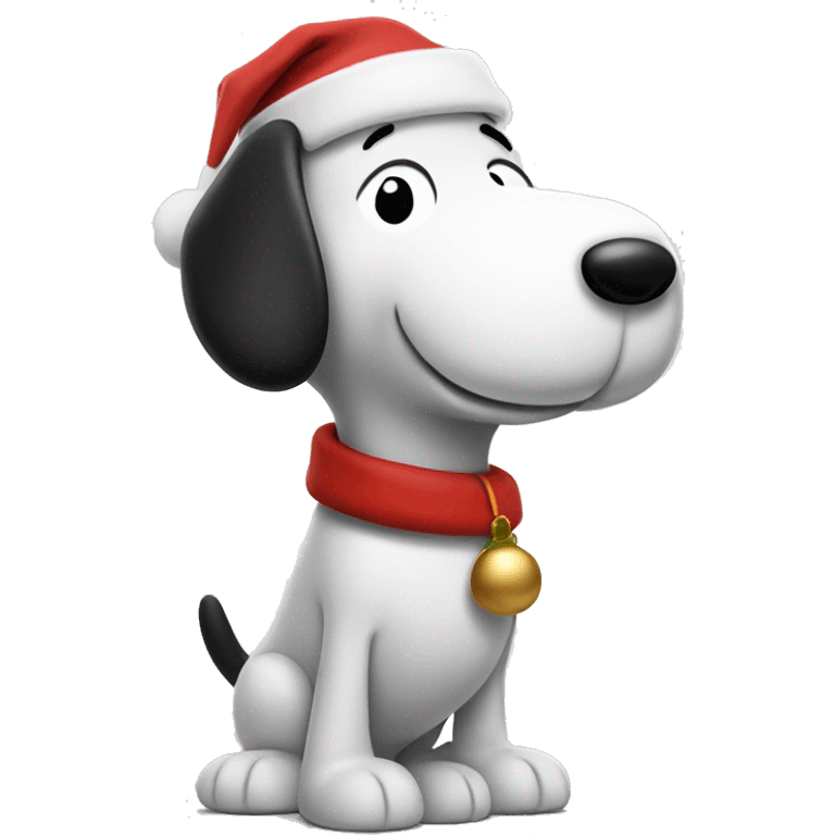 Snoopy with a Santa hat emoji