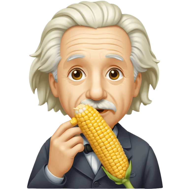 Albert einstein eating a corn on the cob emoji