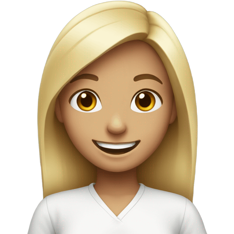 smiling girl in white shirt emoji