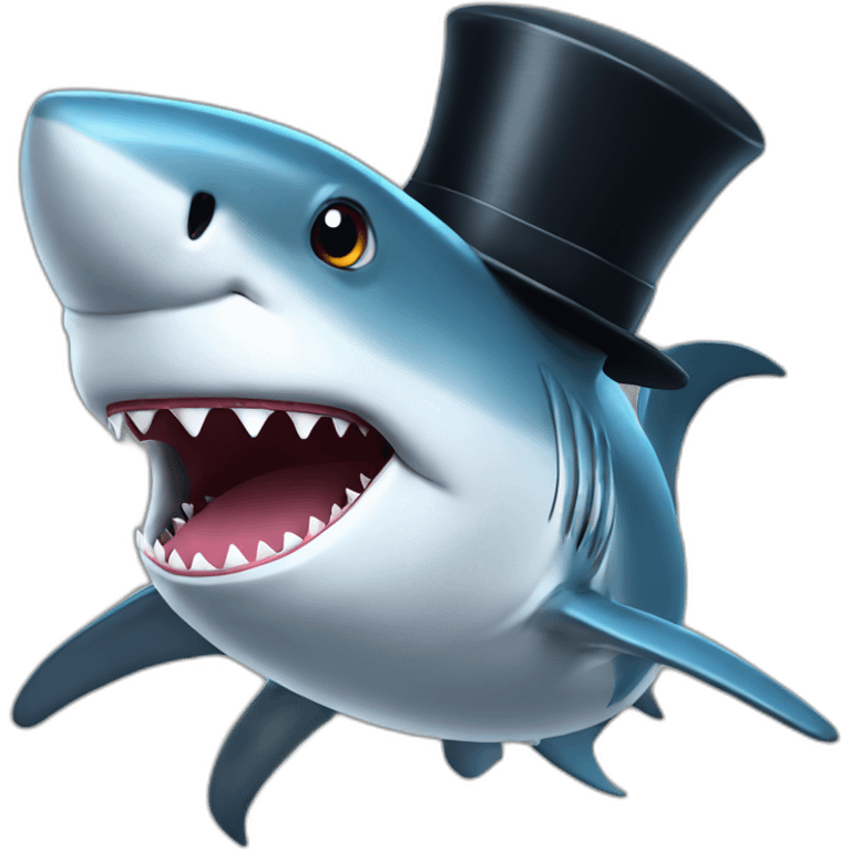 Shark with a top hat emoji