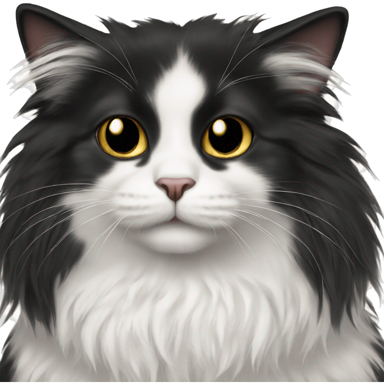 black-and-white cat domestic long-haired emoji