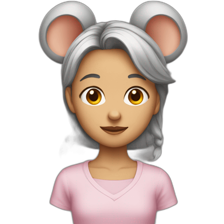 jeune fille avec des oreilles de rat emoji