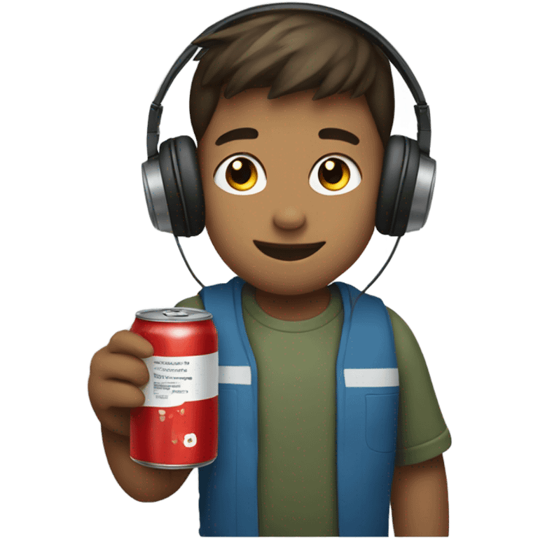 boy with headphones and can emoji