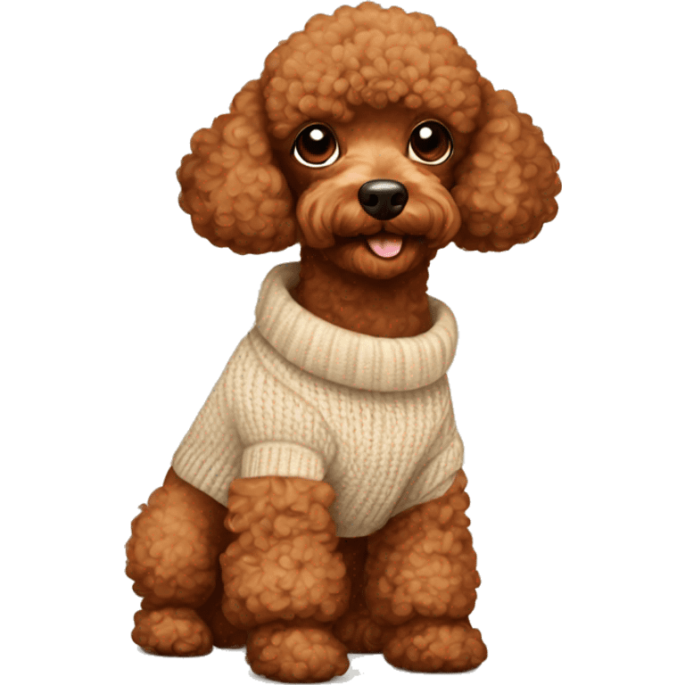 Red brown toy poodle in a beige sweater  emoji