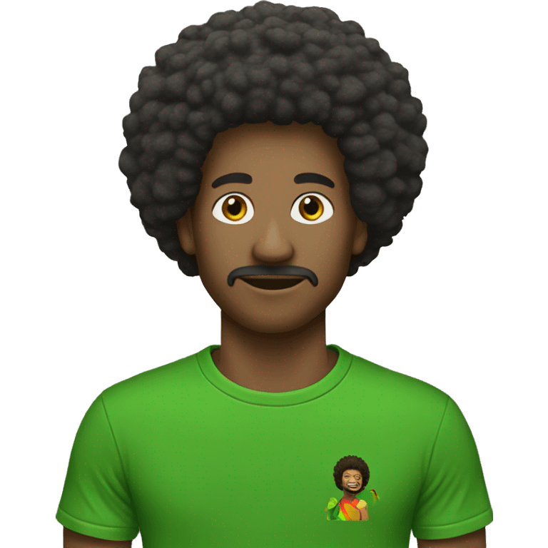 Afro men with rasta hair green t-shirt  emoji