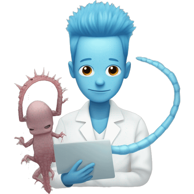 Blue hair guy is using xray, behind brown axolotle emoji