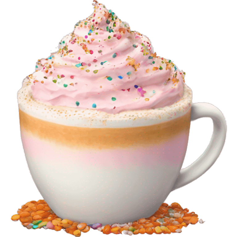 Light pink pumpkin latte with Multicolored Sprinkling emoji