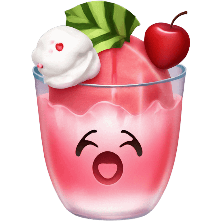 watermelon juice with a cherry and icecream topping, no face emoji