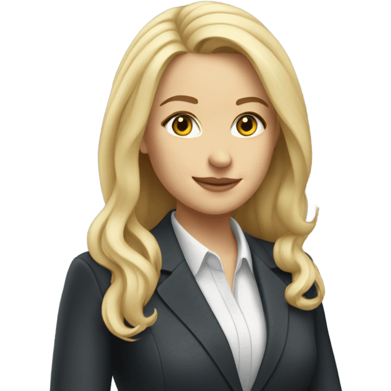 Pretty Caucasian blonde woman with pretty hair in a suit working  emoji