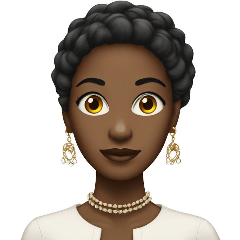 Black woman with Chanel earrings  emoji