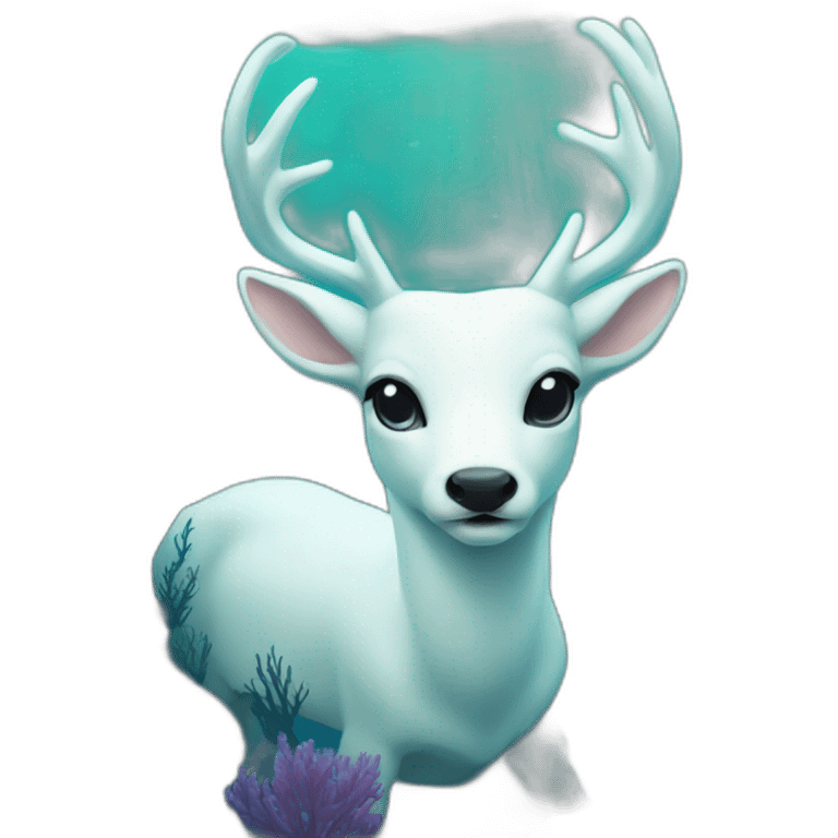 white deer swimming under the sea emoji