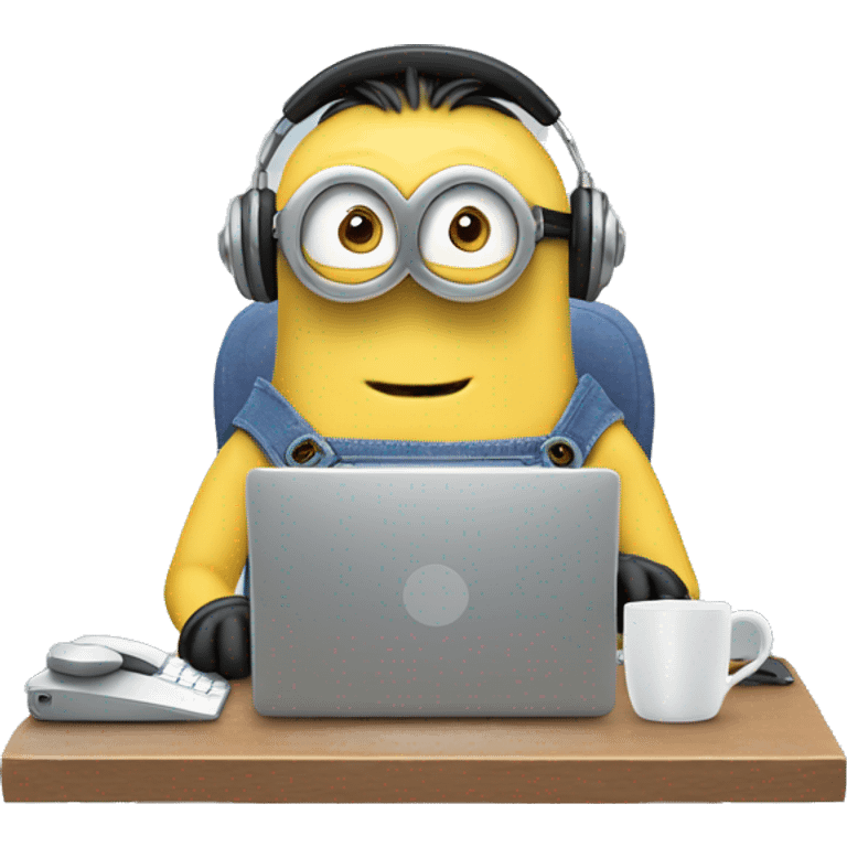 Kevin Minion typing on a computer emoji