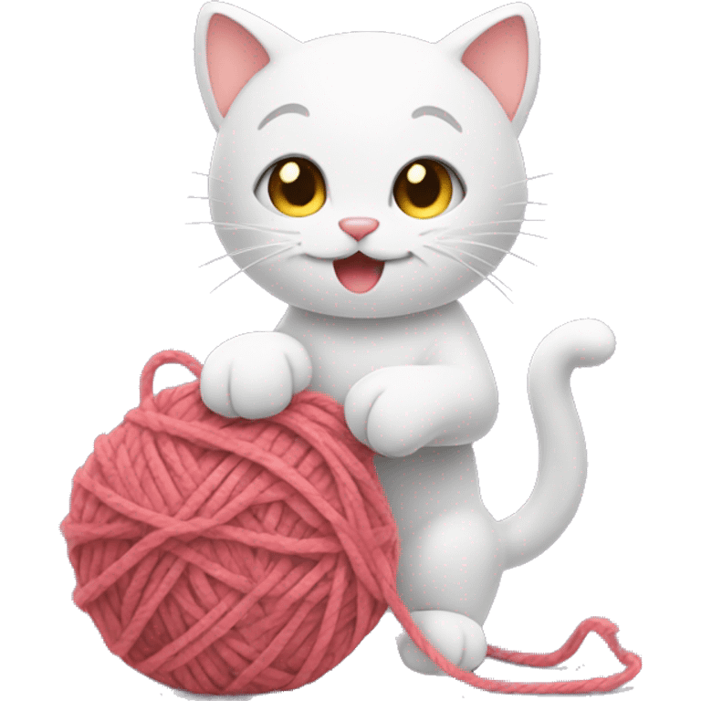 Kitty playing with yarn emoji